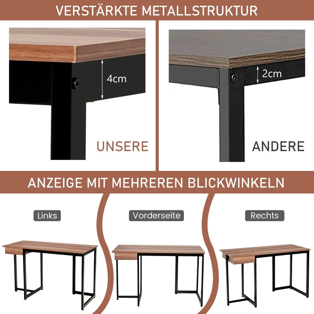 120 X 55 Cm Computertisch Mit Schublade & Verstellbaren Pads Computertisch Walnuss