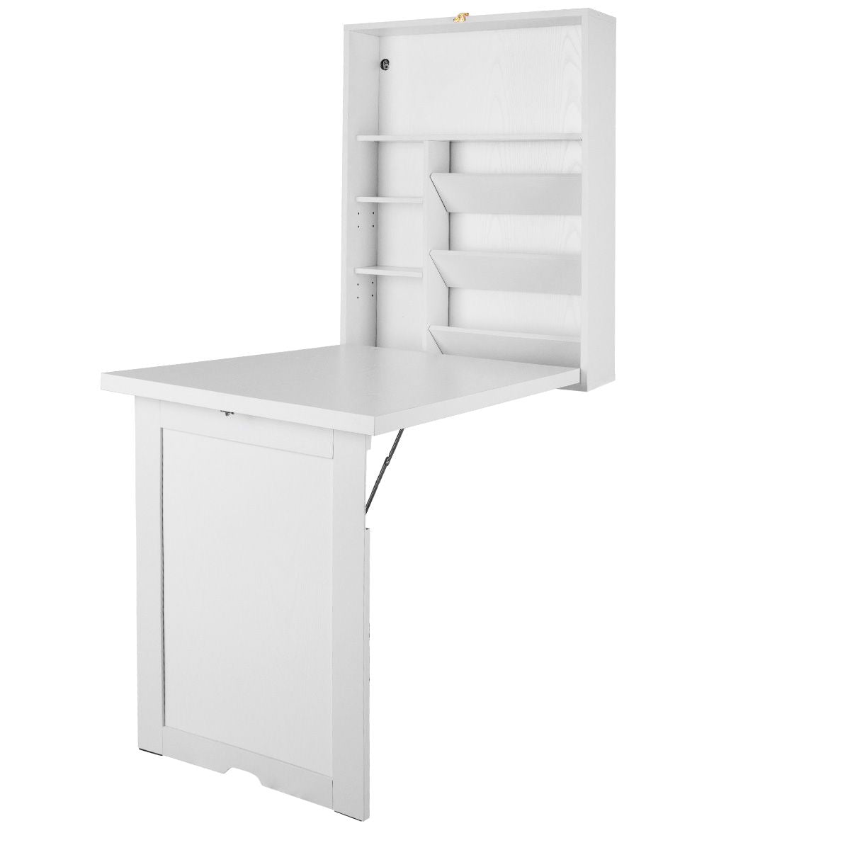 Wandklapptisch Computertisch Klappbarer Wandtisch Aus Holz 56,5 X 94,5 X 151 Cm Weiß/Schwarz
