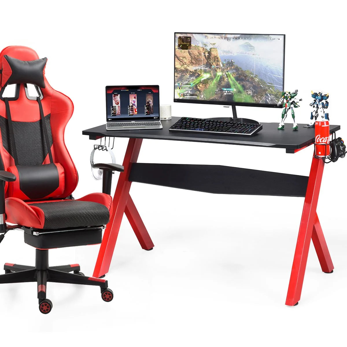 Gamingtisch Computertisch Gaming Schreibtisch Mit Tassen- Und Kopfhörerhalter Und Mauspad Für Zuhause Büro Spielzimmer