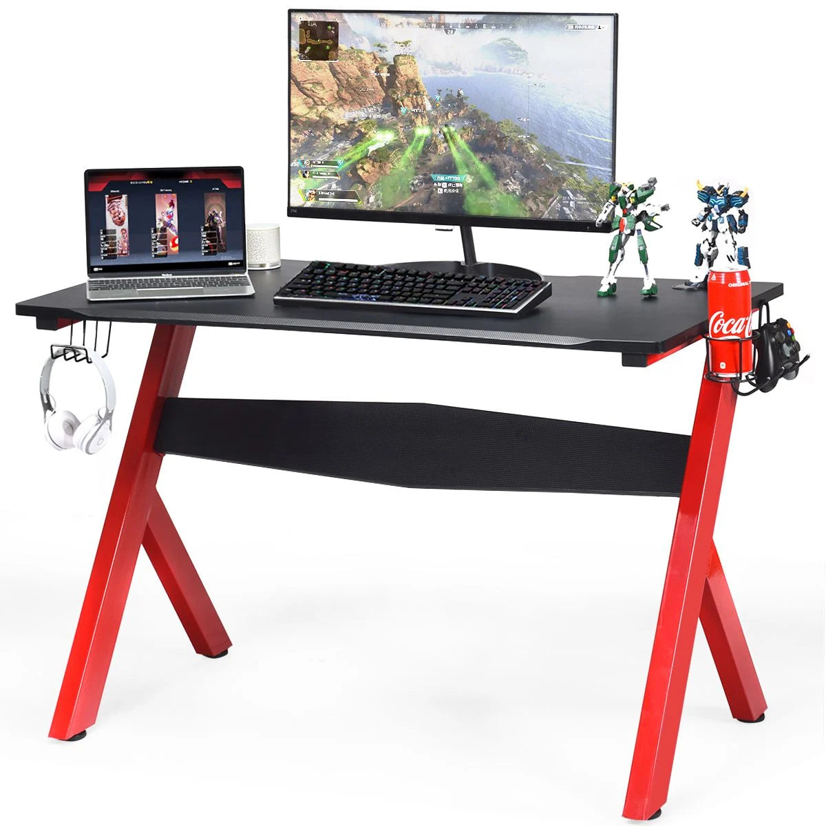 Gamingtisch Computertisch Gaming Schreibtisch Mit Tassen- Und Kopfhörerhalter Und Mauspad Für Zuhause Büro Spielzimmer