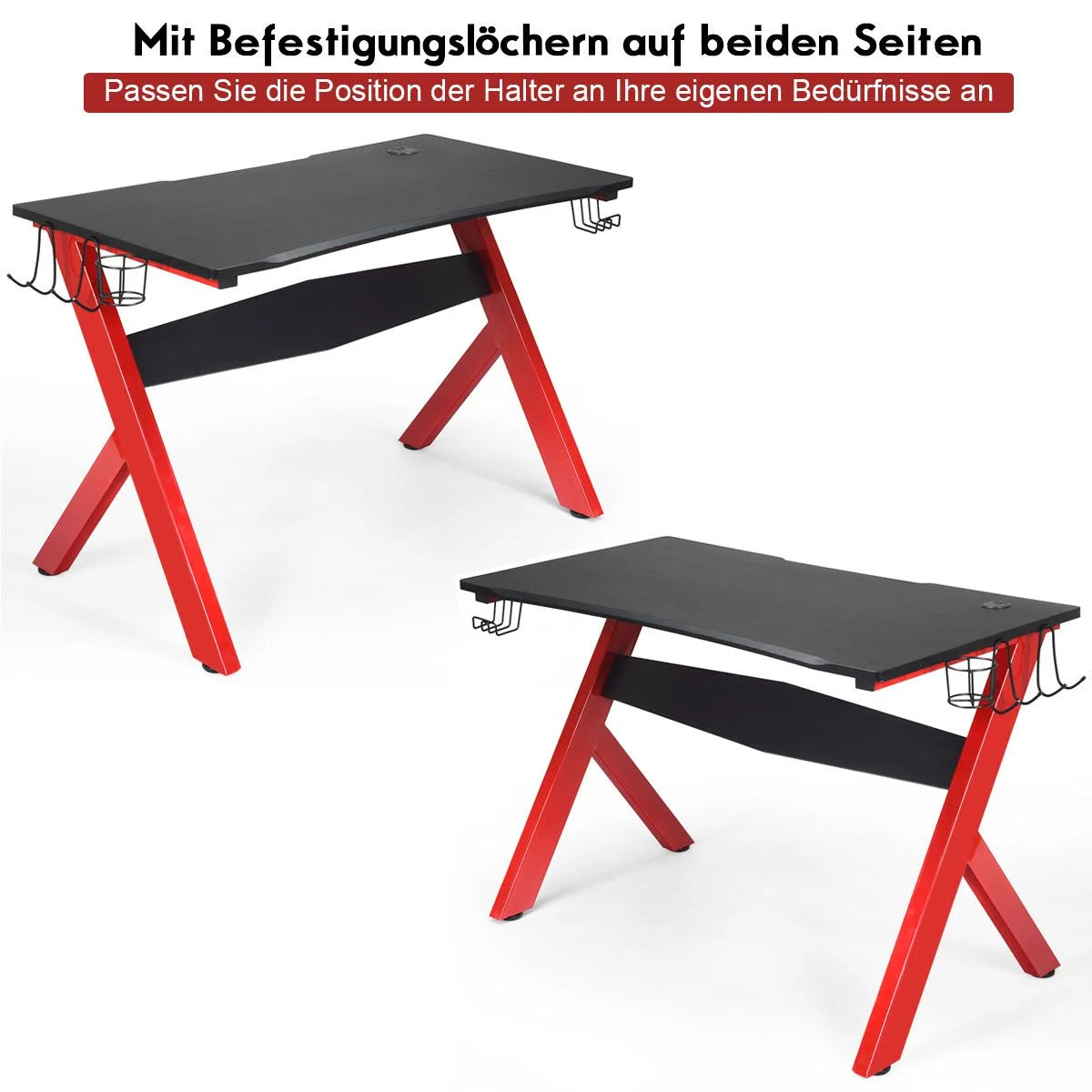 Gamingtisch Computertisch Gaming Schreibtisch Mit Tassen- Und Kopfhörerhalter Und Mauspad Für Zuhause Büro Spielzimmer