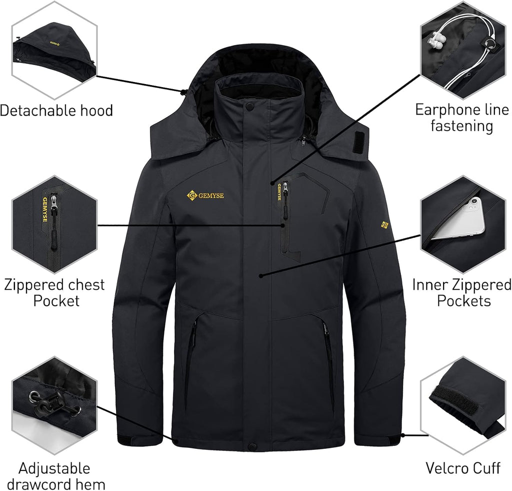 Men'S Winter Coat 3-In-1 Ski Snow Jacket with Puffer Liner | Waterproof, Windproof, Warm, Insulated, Detachable Hood, Multiple Pockets, for Snowboarding, Hiking and Rainy Weather