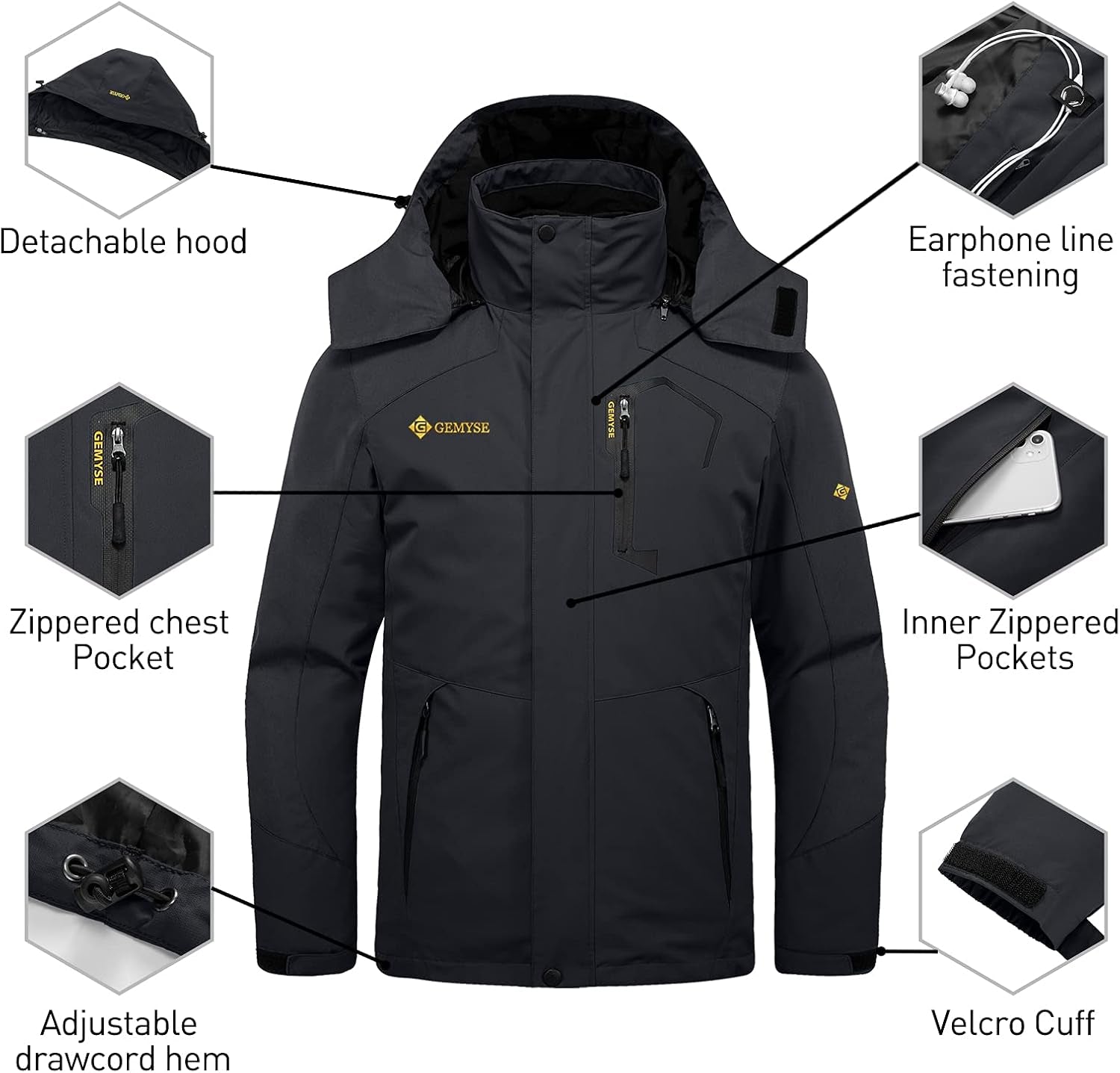 Men'S Winter Coat 3-In-1 Ski Snow Jacket with Puffer Liner | Waterproof, Windproof, Warm, Insulated, Detachable Hood, Multiple Pockets, for Snowboarding, Hiking and Rainy Weather