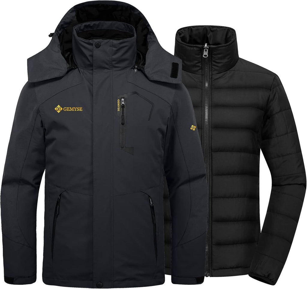 Men'S Winter Coat 3-In-1 Ski Snow Jacket with Puffer Liner | Waterproof, Windproof, Warm, Insulated, Detachable Hood, Multiple Pockets, for Snowboarding, Hiking and Rainy Weather