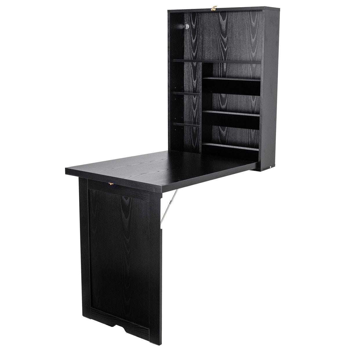 Wandklapptisch Computertisch Klappbarer Wandtisch Aus Holz 56,5 X 94,5 X 151 Cm Weiß/Schwarz