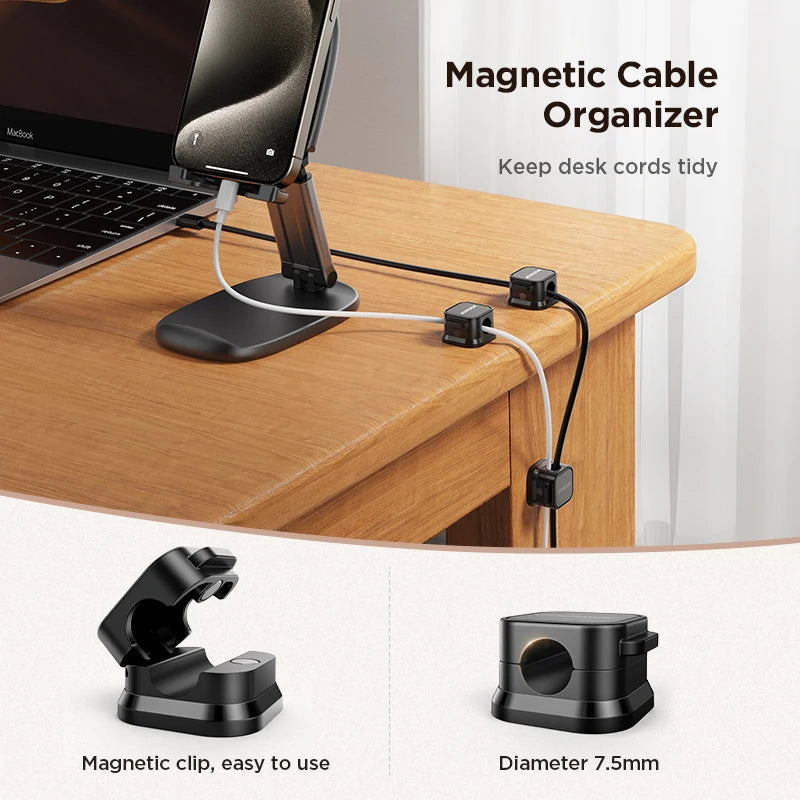 Magnetic Cable Clips Cable Smooth Adjustable Cord Holder Cable Management Wire Keeper under Desk Cable Organizer Holder