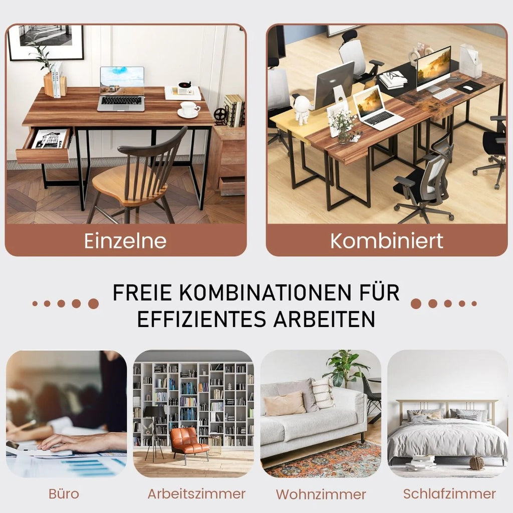 120 X 55 Cm Computertisch Mit Schublade & Verstellbaren Pads Computertisch Walnuss