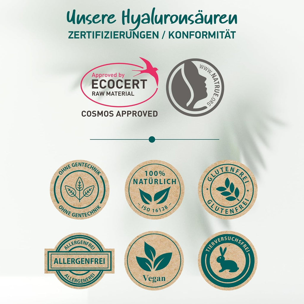 Bio Hyaluron Serum Hochdosiert - Beste Hyaluronsäure (Oligo) - 8-Fach Anti-Falten-Komplex- Mit 4 Hyalurongrößen - Frei Von Alkohol & Parfüm 100Ml - Hyaluronsäure Serum
