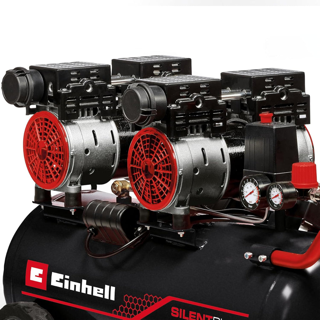 Einhell Kompressor TE-AC 270/50 Silent plus | 1500 W | 8 Bar | 50-L-Tank | 270 L/Min Ansaugleistung | Motordrehzahl 1450 U/Min | Druckminderer | Manometer | Ölfrei