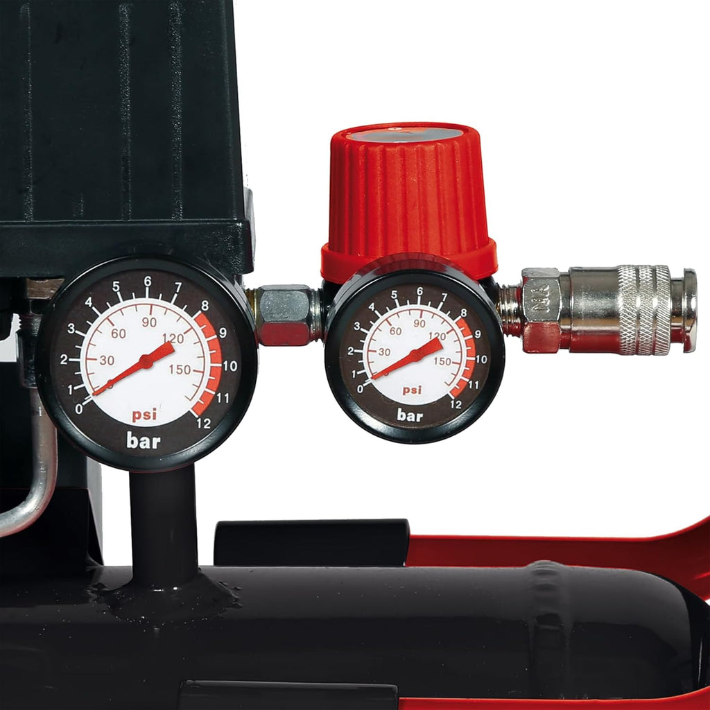 Einhell Kompressor TE-AC 270/50 Silent plus | 1500 W | 8 Bar | 50-L-Tank | 270 L/Min Ansaugleistung | Motordrehzahl 1450 U/Min | Druckminderer | Manometer | Ölfrei