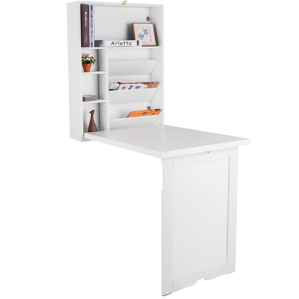 Wandklapptisch Computertisch Klappbarer Wandtisch Aus Holz 56,5 X 94,5 X 151 Cm Weiß/Schwarz