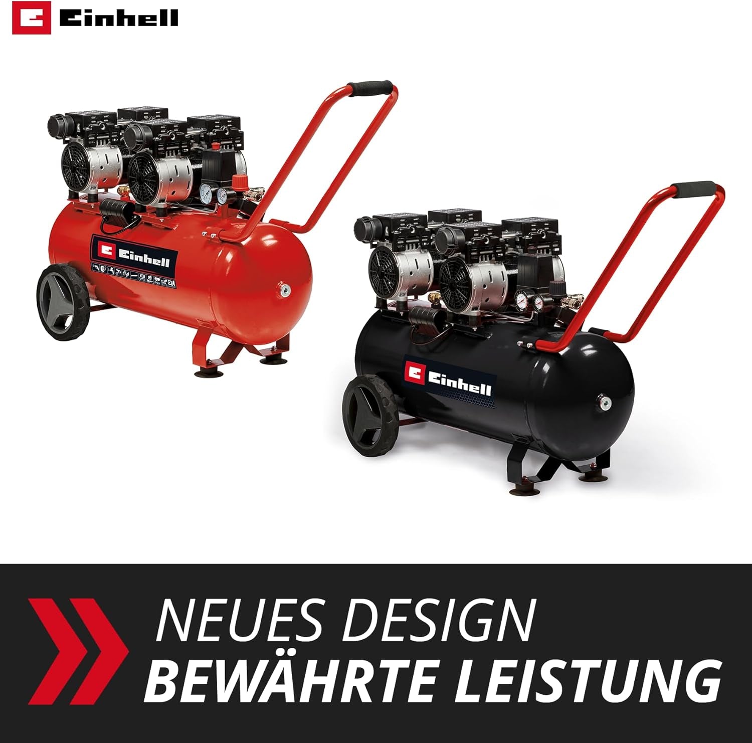 Einhell Kompressor TE-AC 270/50 Silent plus | 1500 W | 8 Bar | 50-L-Tank | 270 L/Min Ansaugleistung | Motordrehzahl 1450 U/Min | Druckminderer | Manometer | Ölfrei