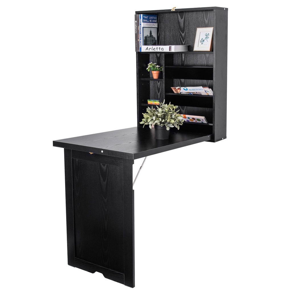 Wandklapptisch Computertisch Klappbarer Wandtisch Aus Holz 56,5 X 94,5 X 151 Cm Weiß/Schwarz