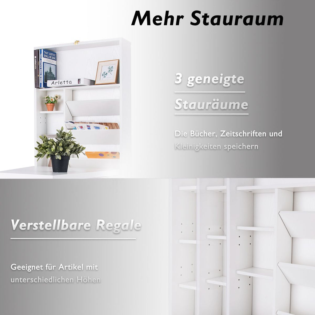 Wandklapptisch Computertisch Klappbarer Wandtisch Aus Holz 56,5 X 94,5 X 151 Cm Weiß/Schwarz