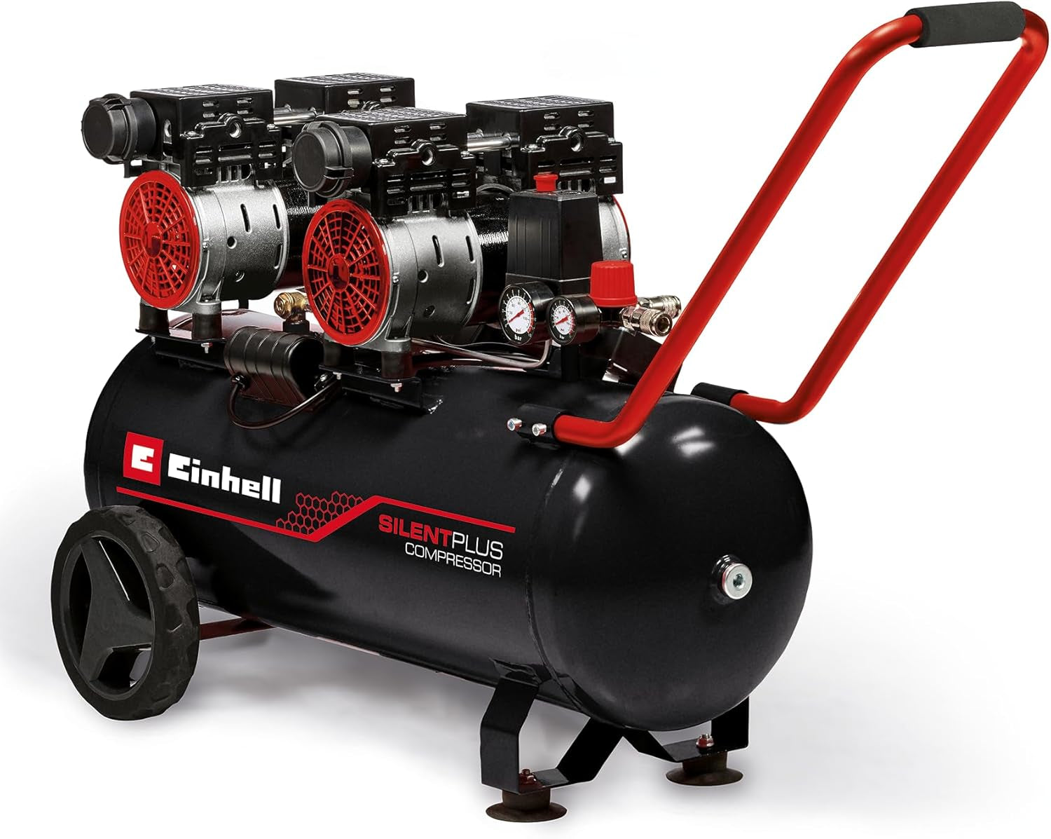 Einhell Kompressor TE-AC 270/50 Silent plus | 1500 W | 8 Bar | 50-L-Tank | 270 L/Min Ansaugleistung | Motordrehzahl 1450 U/Min | Druckminderer | Manometer | Ölfrei