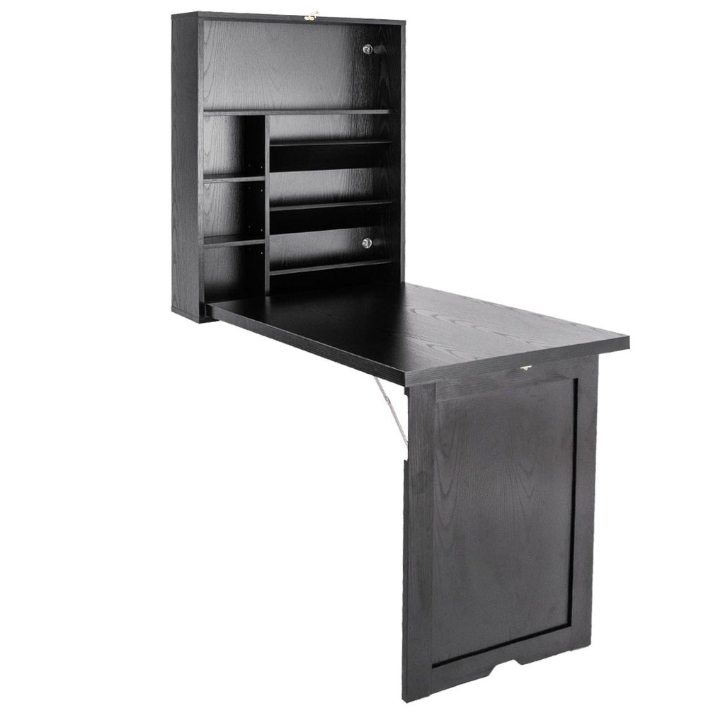 Wandklapptisch Computertisch Klappbarer Wandtisch Aus Holz 56,5 X 94,5 X 151 Cm Weiß/Schwarz