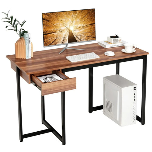 120 X 55 Cm Computertisch Mit Schublade & Verstellbaren Pads Computertisch Walnuss