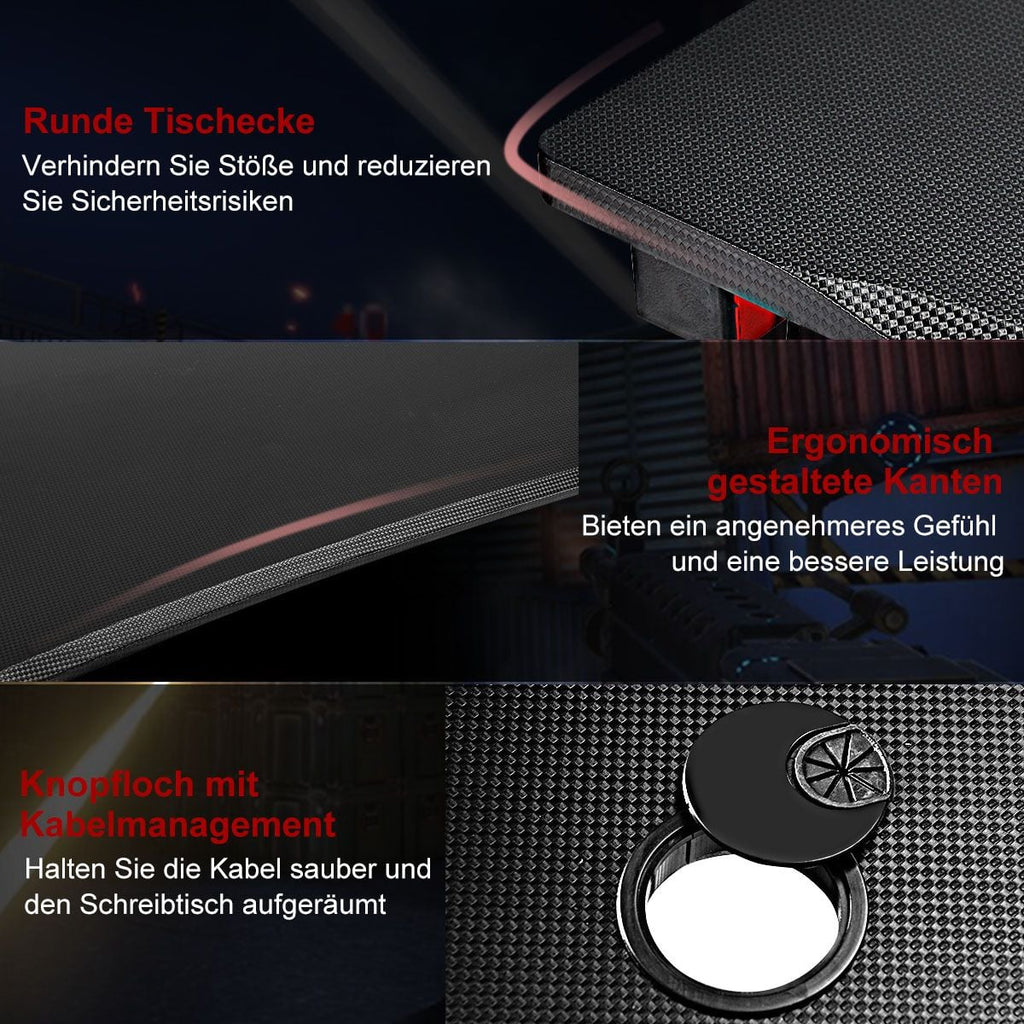 Gamingtisch Computertisch Gaming Schreibtisch Mit Tassen- Und Kopfhörerhalter Und Mauspad Für Zuhause Büro Spielzimmer
