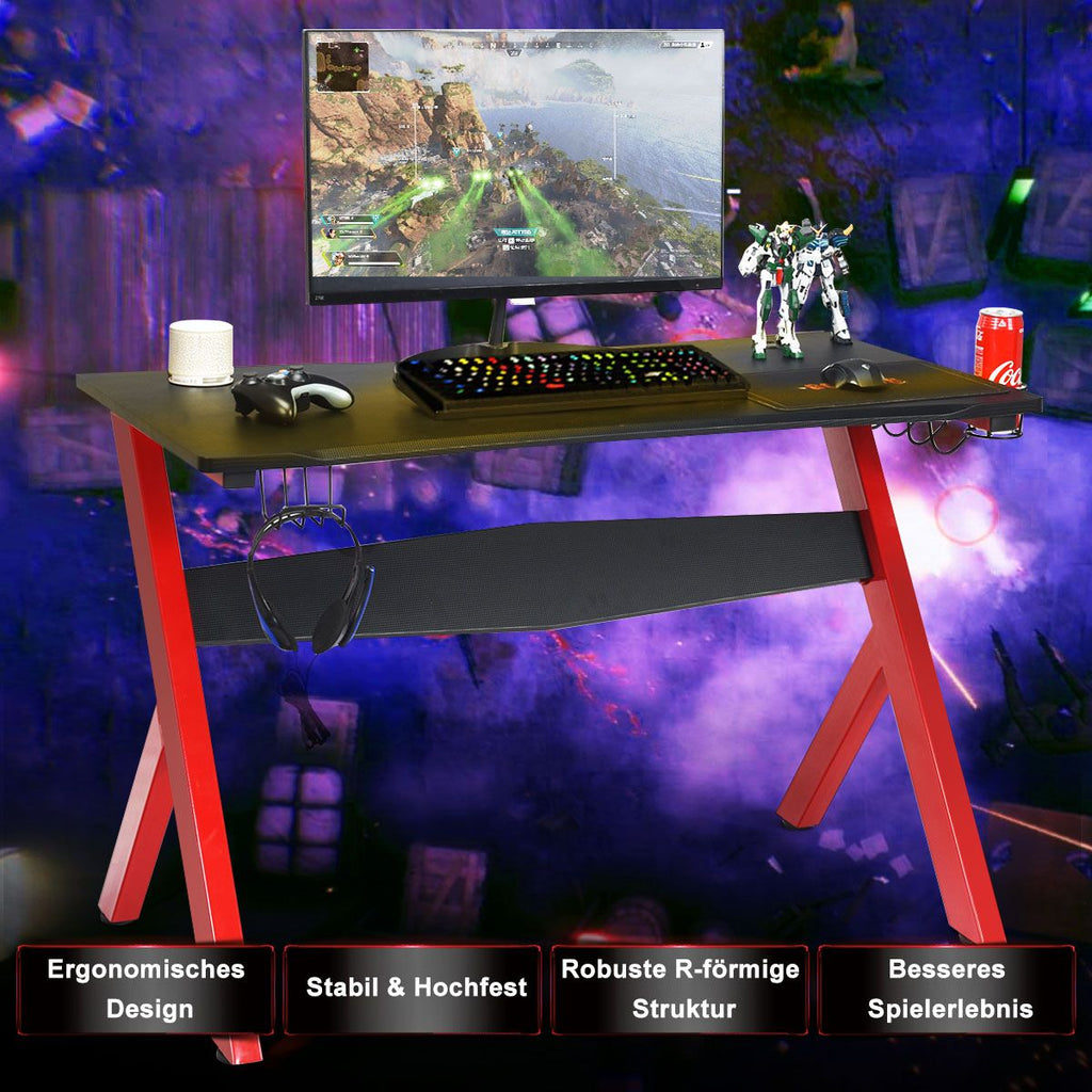 Gamingtisch Computertisch Gaming Schreibtisch Mit Tassen- Und Kopfhörerhalter Und Mauspad Für Zuhause Büro Spielzimmer