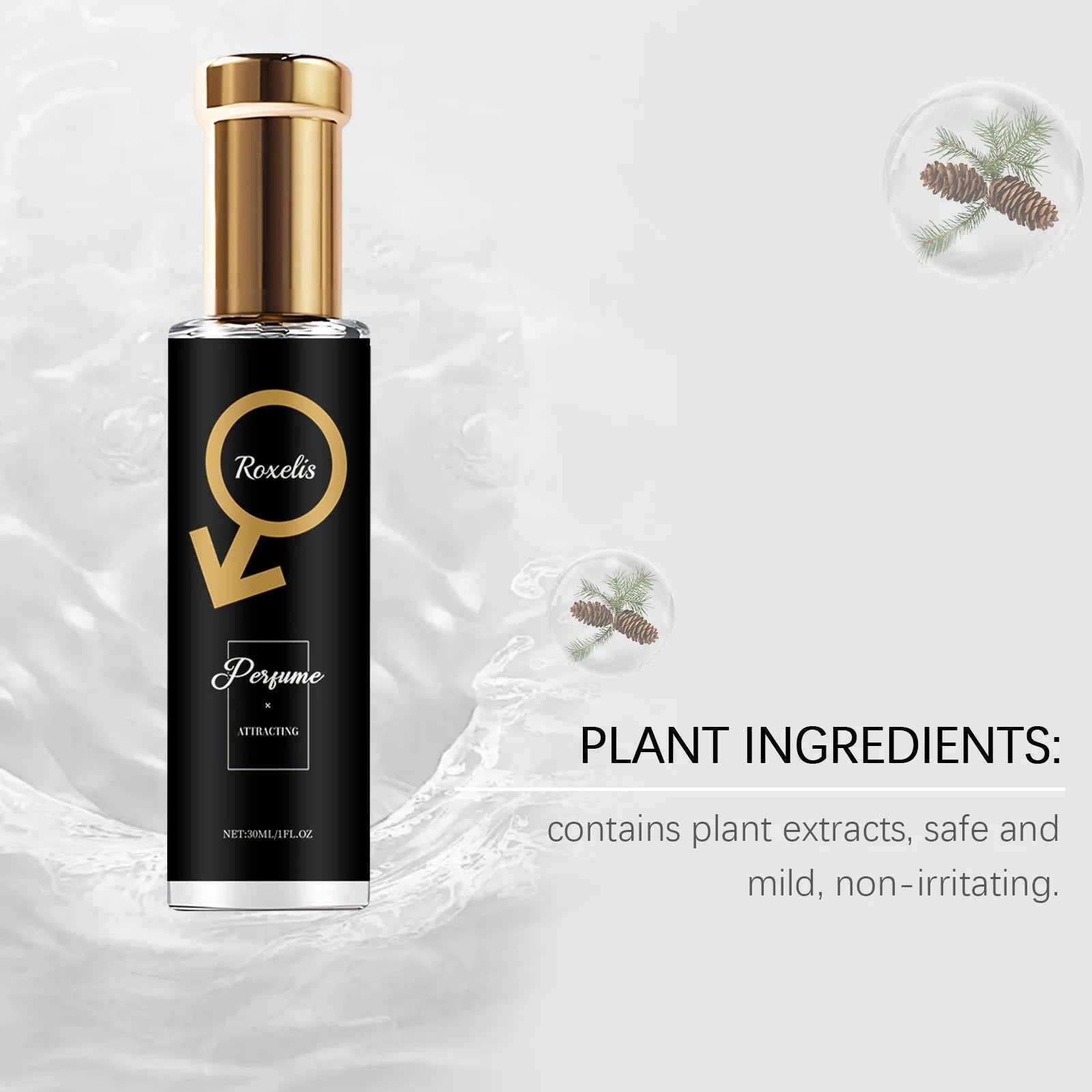 Roxelis 30 ml Herren-Pheromon-Parfüm, Zedernduft, Glamour, Herren, anhaltend, Dating, romantischer Duft, frisches Körper-Flirt-Parfüm