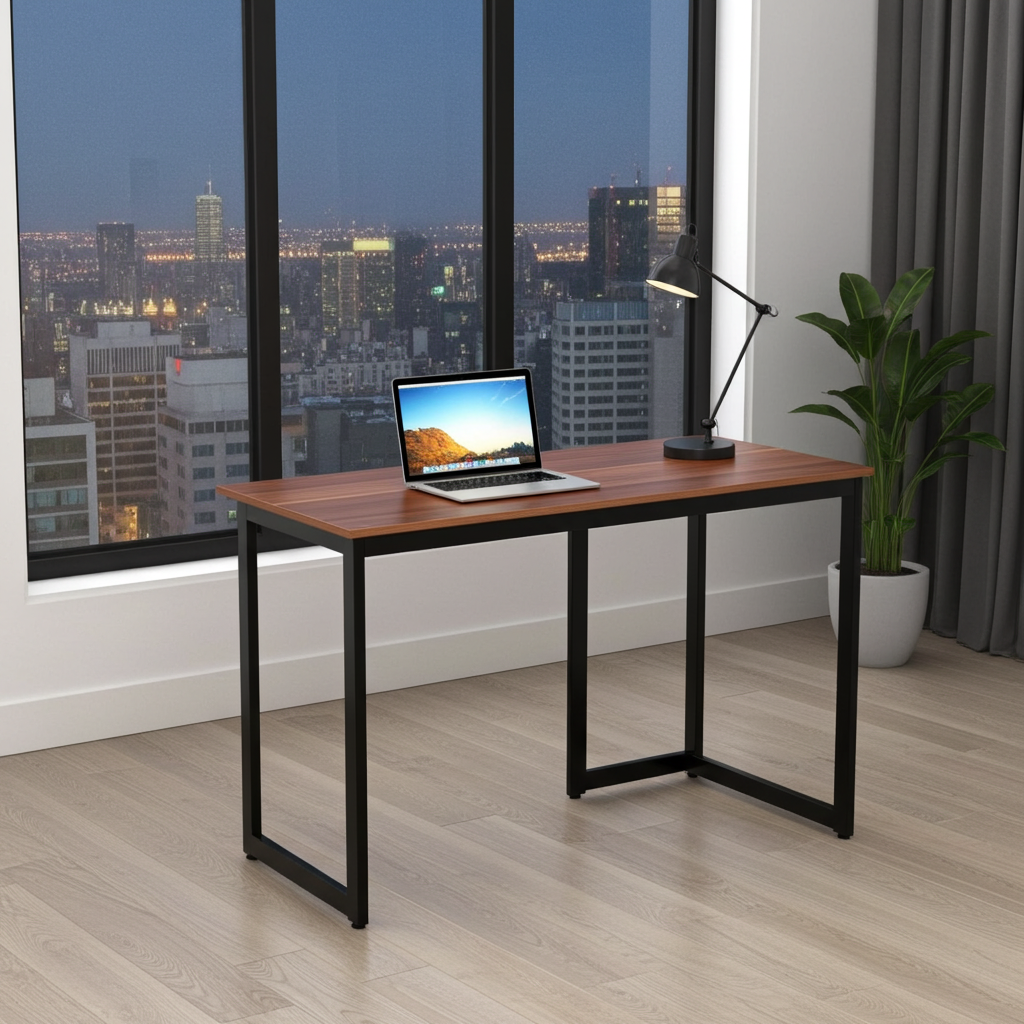 120 X 55 Cm Computertisch Mit Schublade & Verstellbaren Pads Computertisch Walnuss