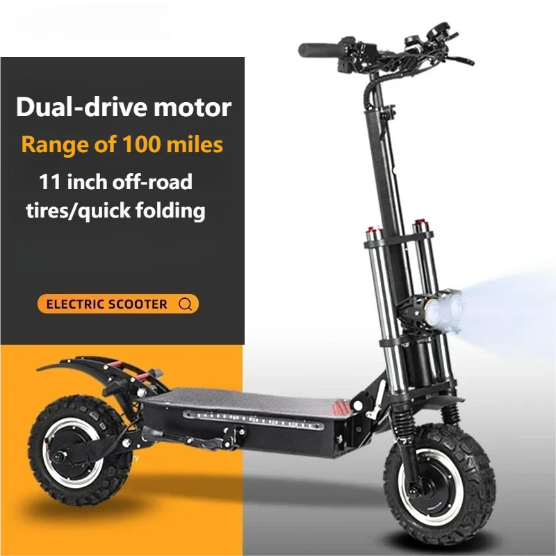 Dual Brushless Motor 3200W Lithium Battery Shock-Absorbing Long-Endurance 70-75KM Range Waterproof Foldable Electric Scooter