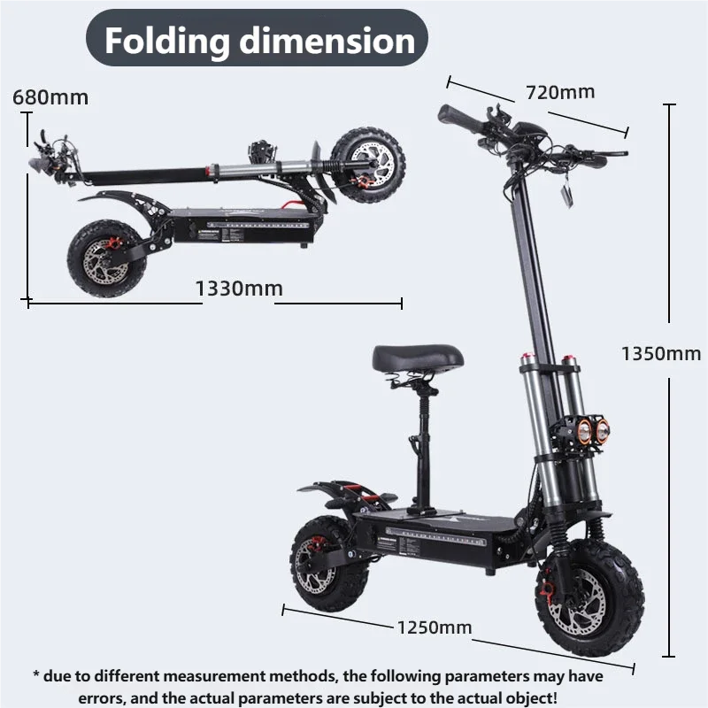 Dual Brushless Motor 3200W Lithium Battery Shock-Absorbing Long-Endurance 70-75KM Range Waterproof Foldable Electric Scooter