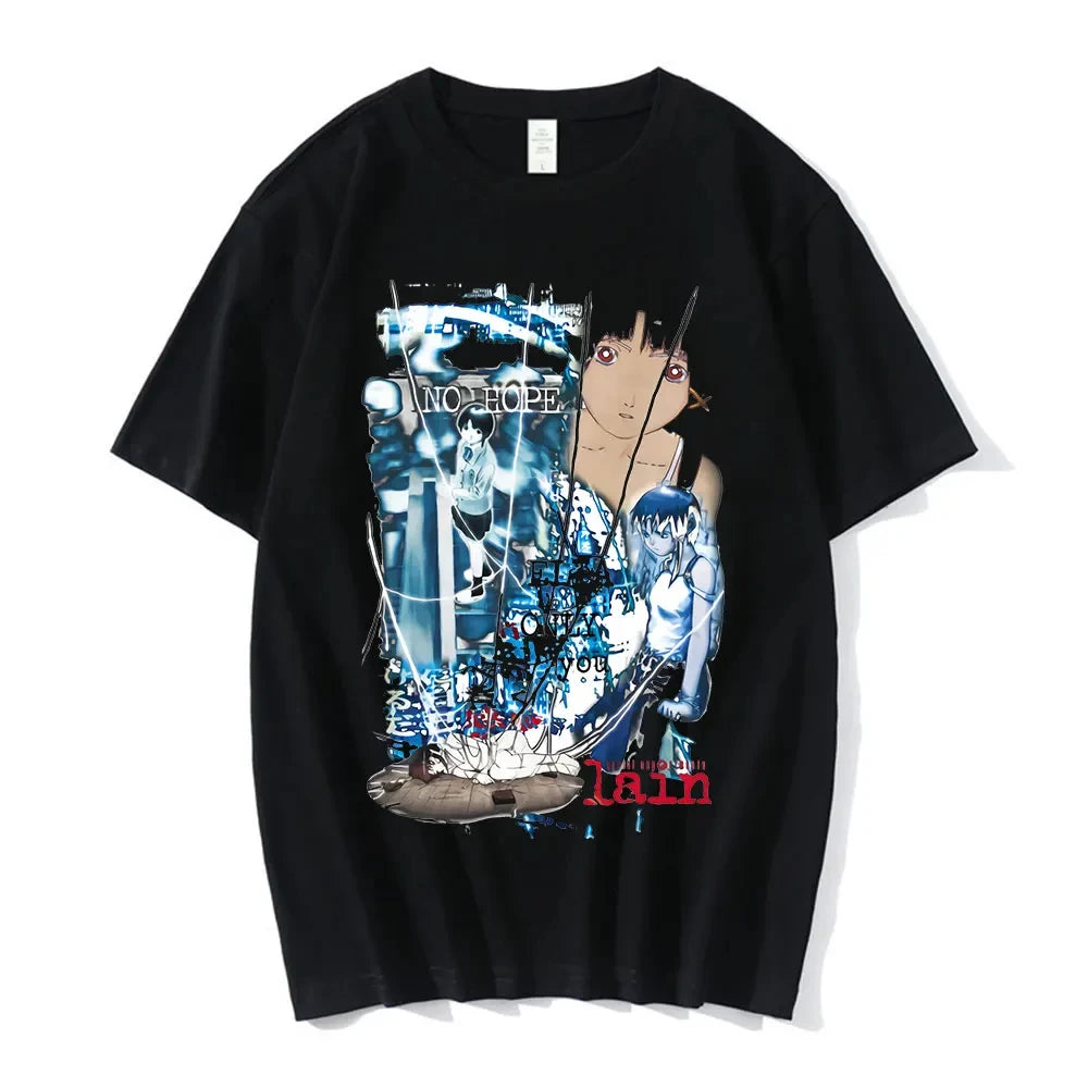 Anime Serielle Experimente Lain T-Shirt Männer Frauen Grafik T Shirts Unisex Iwakura Manga Mädchen Sci Fi Kurzarm T Tops 62463