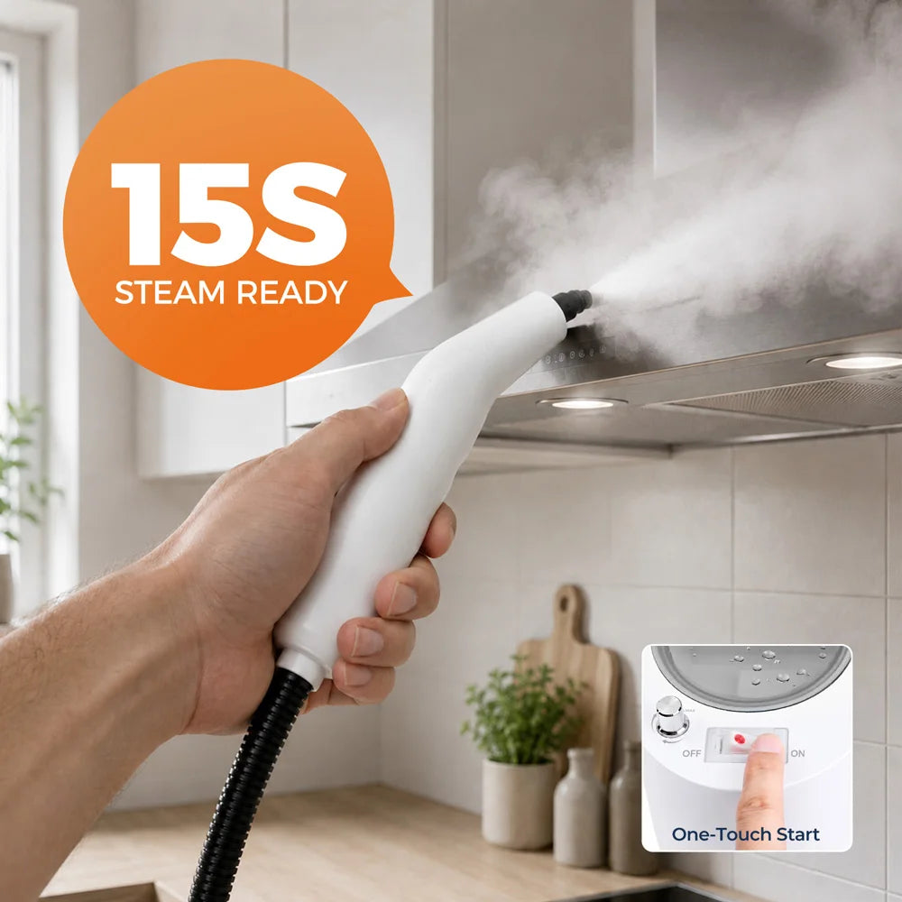 ROUNY 1200W Steam Cleaner, 1L Handheld High Pressure Steamer with Fast 15s Heat-Up and 3.5bar Steam for Multi-Surface Home Clean