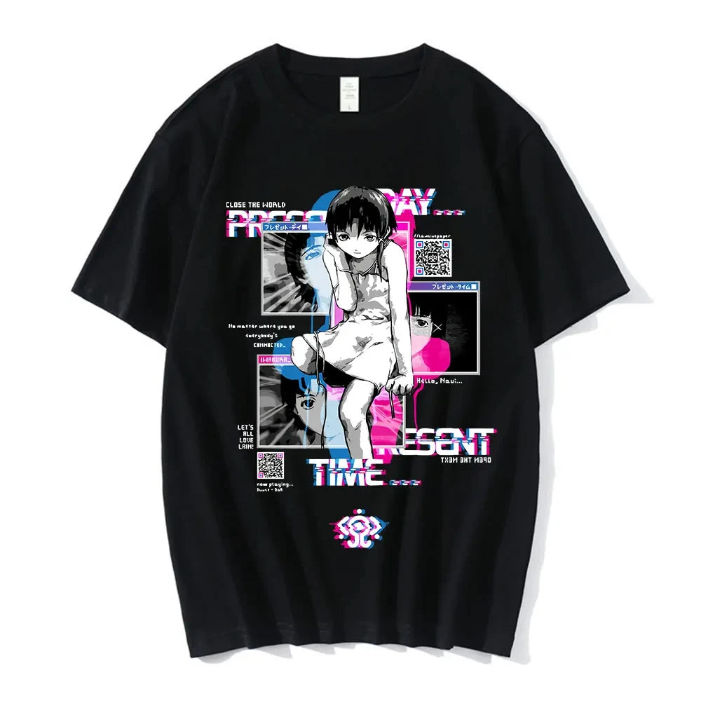 Anime Serielle Experimente Lain T-Shirt Männer Frauen Grafik T Shirts Unisex Iwakura Manga Mädchen Sci Fi Kurzarm T Tops 62463