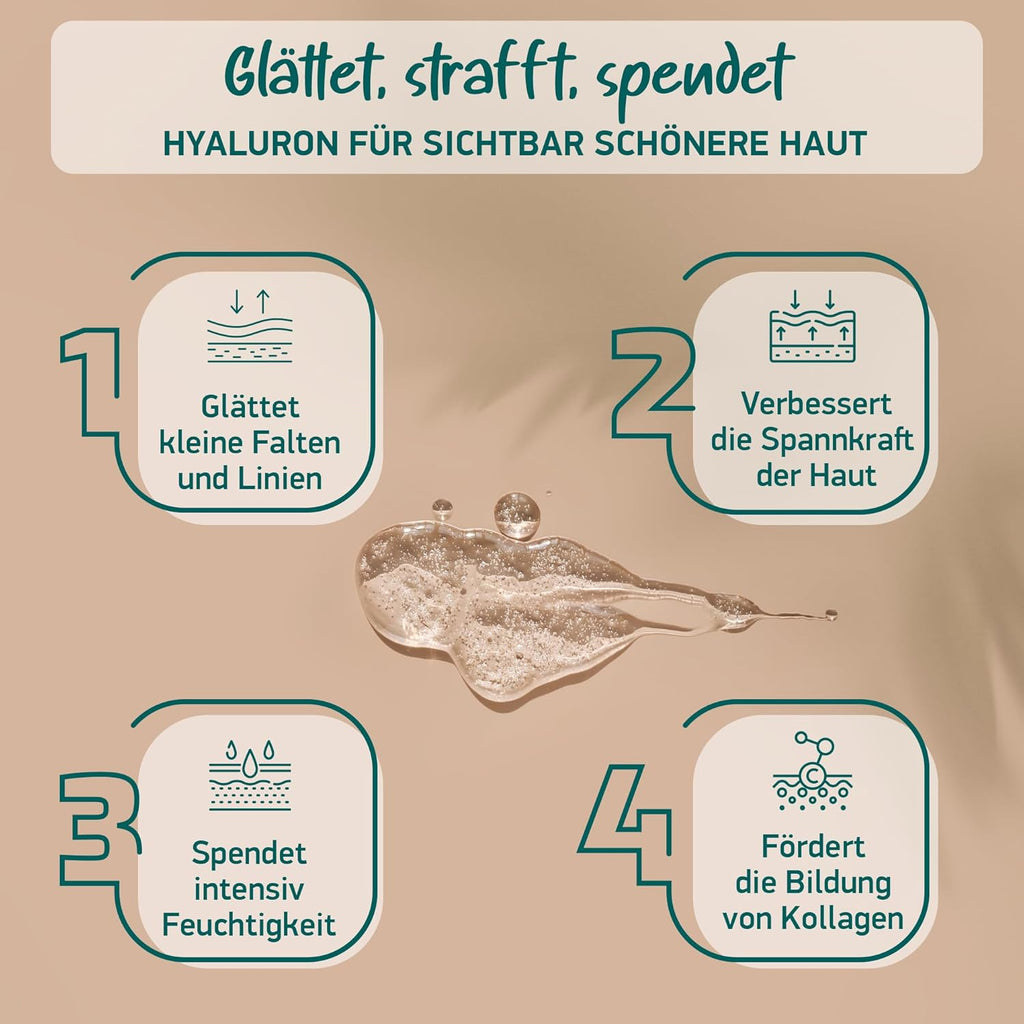 Bio Hyaluron Serum Hochdosiert - Beste Hyaluronsäure (Oligo) - 8-Fach Anti-Falten-Komplex- Mit 4 Hyalurongrößen - Frei Von Alkohol & Parfüm 100Ml - Hyaluronsäure Serum