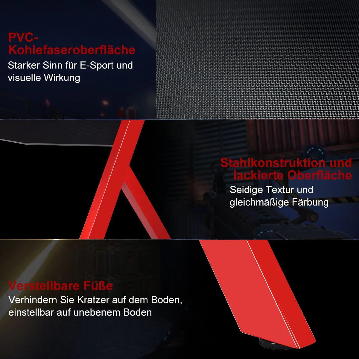 Gamingtisch Computertisch Gaming Schreibtisch Mit Tassen- Und Kopfhörerhalter Und Mauspad Für Zuhause Büro Spielzimmer