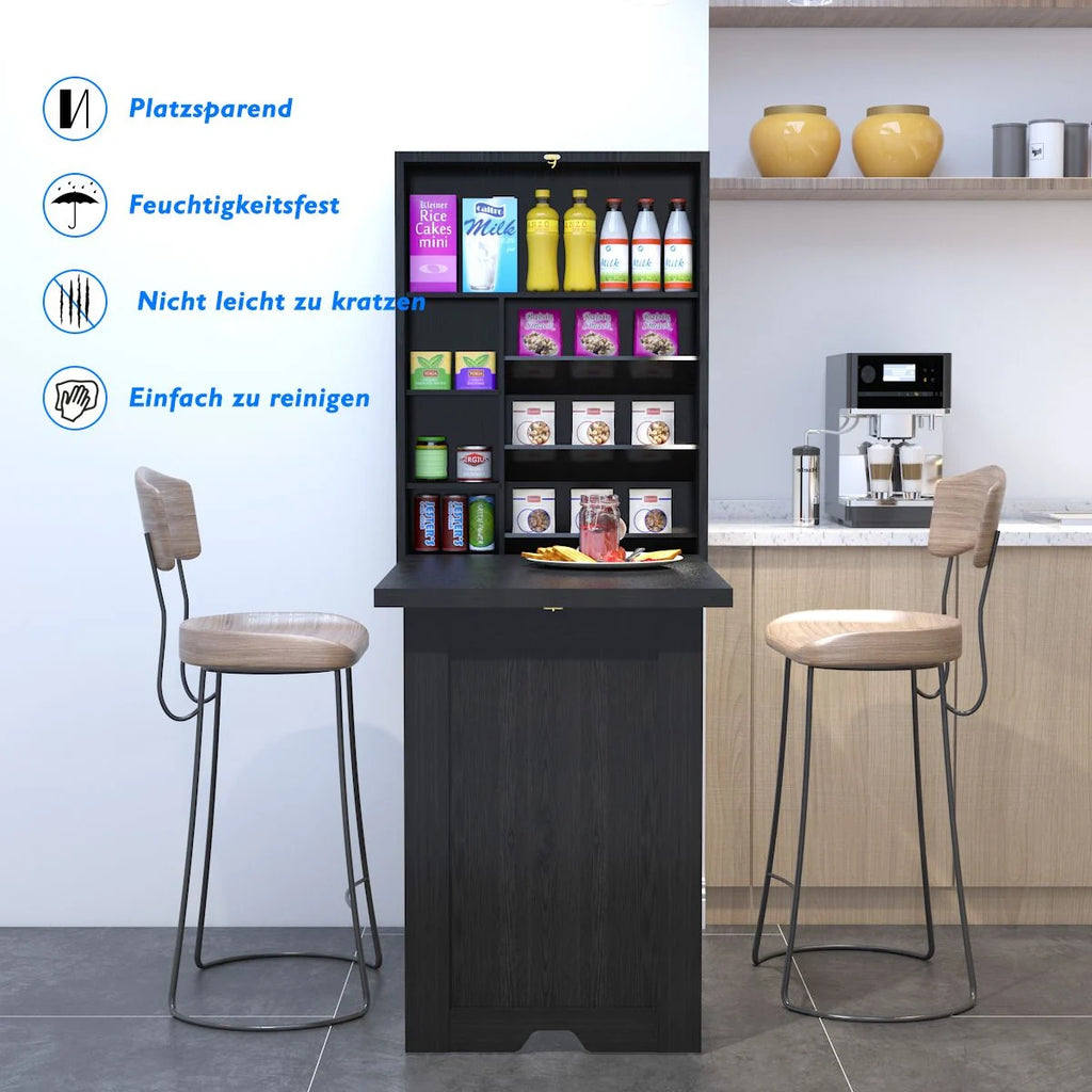 Wandklapptisch Computertisch Klappbarer Wandtisch Aus Holz 56,5 X 94,5 X 151 Cm Weiß/Schwarz