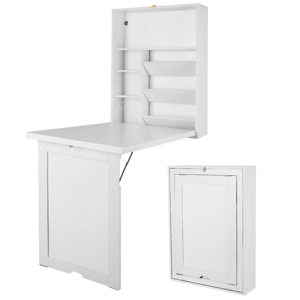 Wandklapptisch Computertisch Klappbarer Wandtisch Aus Holz 56,5 X 94,5 X 151 Cm Weiß/Schwarz